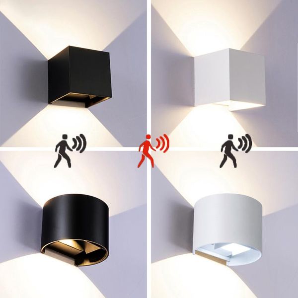 

outdoor wall light waterproof ip65 lamp motion sensor night ac90-260v courtyard garden porch corridor sconce lamps