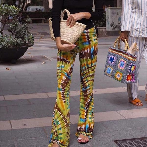 

women's pants & capris blsqr vintage chic printing pant women high waist fashion wide leg female streetwear elegant trousers lady 2021, Black;white