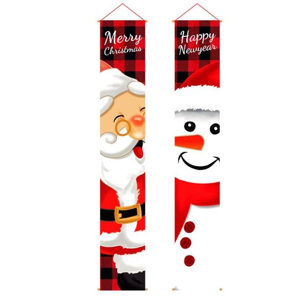 

christmas decorations 2 pcs/set couplets porch poster door curtain hang on merry banner outdoor decoration