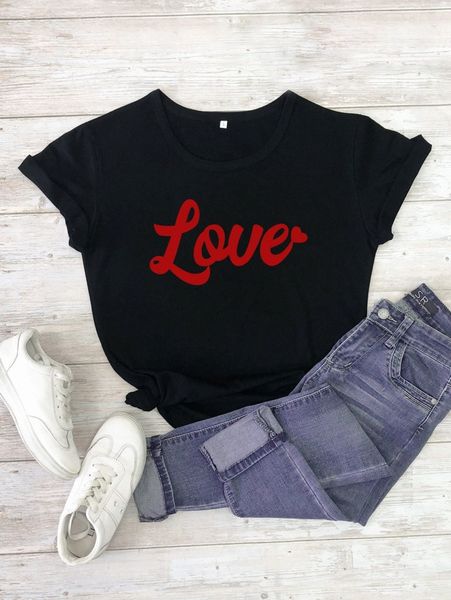 

plus heart & letter graphic tee m7lv#, Black