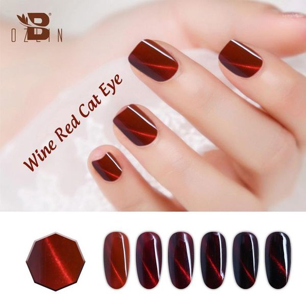 

bozlin 1 bottle wine red cat eye gel nails polish 6 colors soak off led or uv series magnet effect nail art lacquers1, Red;pink