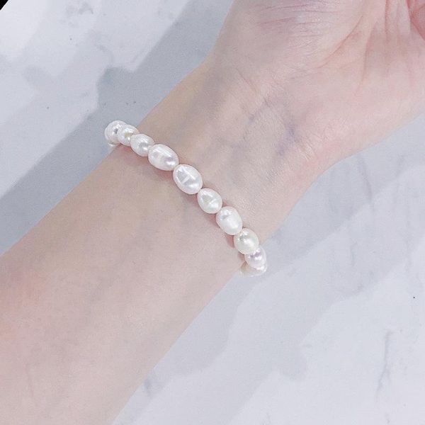 

link, chain fashion women jewelry bracelets single one layer geometric beads natural freshwater pearls bracelet party wedding gifts, Black