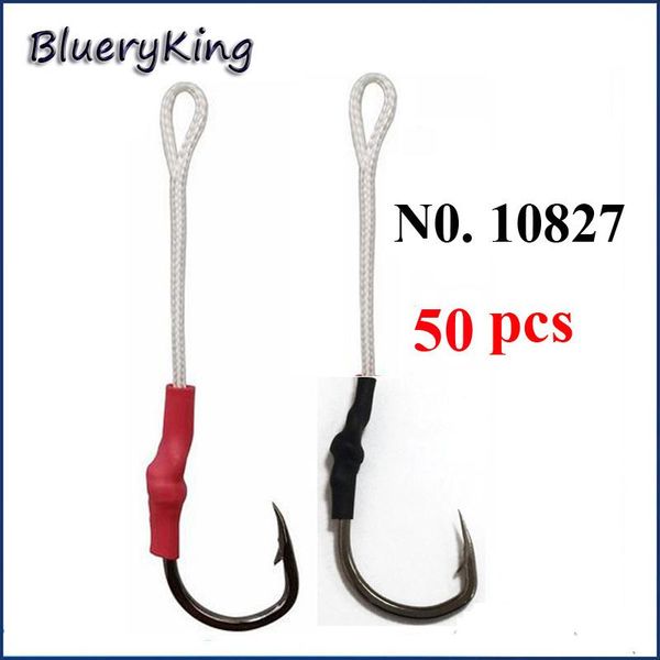 

bluekim 50pcs 10827 stainless steel assist hook jig fish hooks jigging bait fishing with pe line saltwater