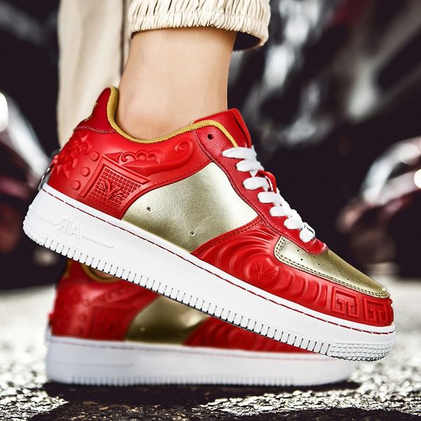 

Retro Chinese Style Men Shoes 2021 New Trend Red Casual Chaussure Homme Thick Soled Waterproof Vulcanized Shoe Zapatos De Hombre, Black