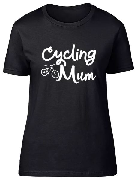 

cycling mum fitted womens ladies t shirt, White;black
