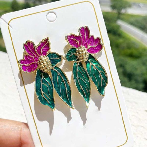 

dangle & chandelier huangtang vintage big flower drop earrings for women ethnic statement colorful metal charms jewelry gift brincos 18291, Silver