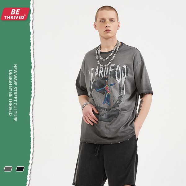 

be men | 2021 summer new make old infrared body temperature printing short sve fashion street fashion t-shirt, White;black