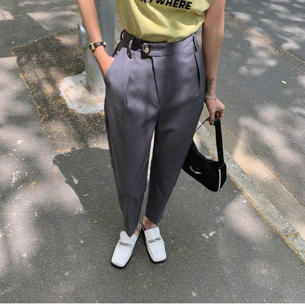 

high waist suit pants women casual loose straight radish harem summer ol female trousers pantalon mujer 210421, Black;white