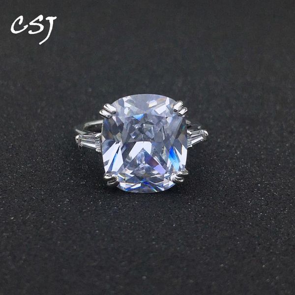 

cluster rings csj 925 silver ring sterling cz zircon women lady wedding engagment party gift box, Golden;silver