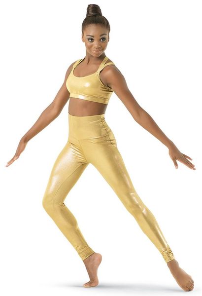 

women's pants & capris women wide high-rise waistband metallic dance leggings full-length performance costumes spandex trousers, Black;white