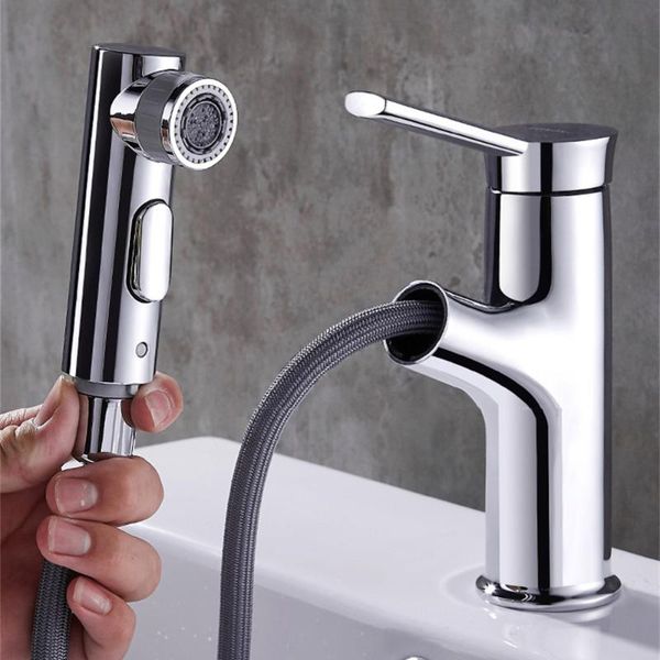 

bathroom sink faucets 3 modes silver basin mixer faucet copper lifting pull out single handle cold water home washbasin tap