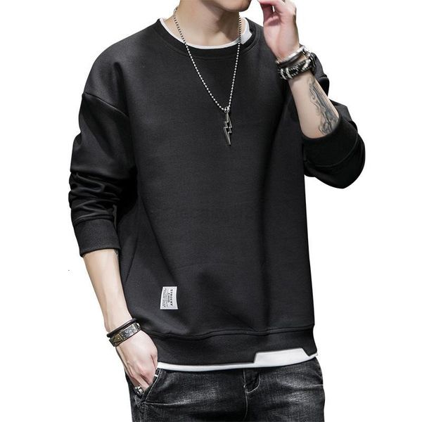

hoodies & men's sweatshirts 2021 fashion plus velvet sweatshirt warm long sleeved round neck thickening solid color outdoor casual, Black