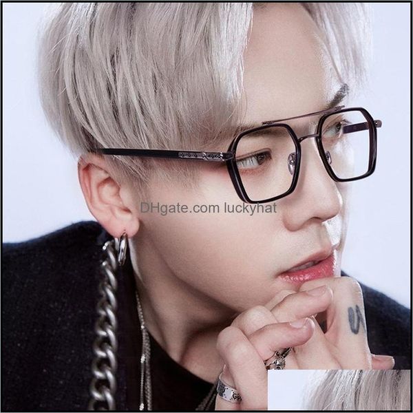 

sunglasses aessoriessunglasses fashion charm men double beam ins style anti-blue mirror trends personality eyeglasses drop delivery 2021 ltz, White;black