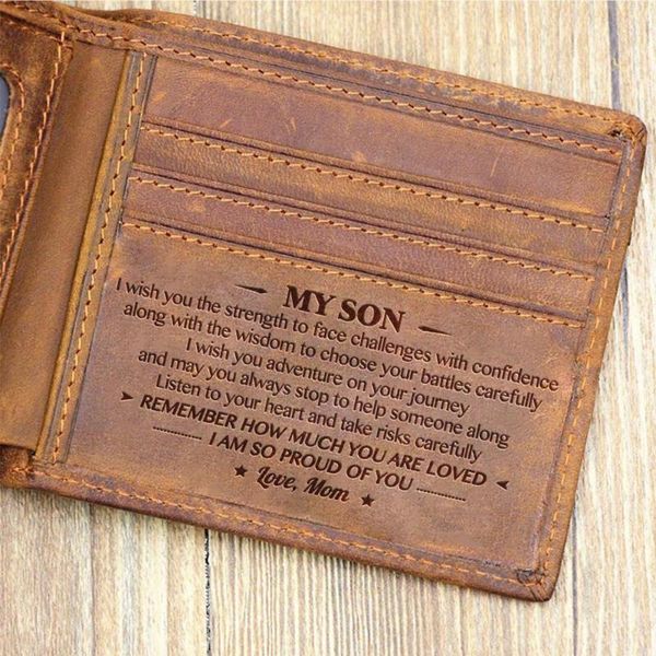 

wallets ve2004 mom to son drop wallet engraving birthday christmas gifts, Red;black