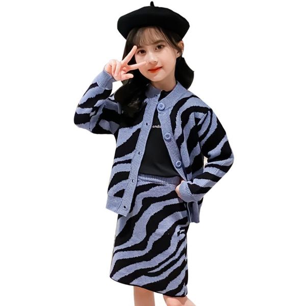 

clothing sets teen girls striped tracksuits for jacket + skirt children clothes girl casual style children's, White