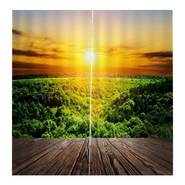 

curtain & drapes 1pc printed forest 150x166cm polyester for living room el