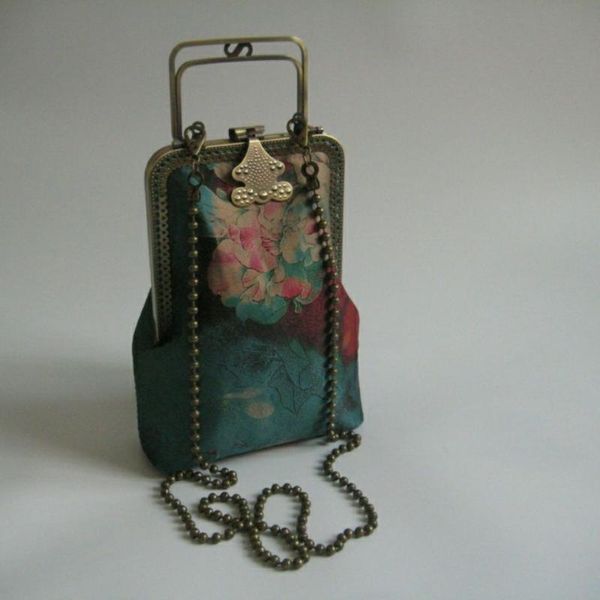 

evening bags pure handmade vintage print flowers hand lock shell phone bag women's handbags purses chain women shoulder crossbody