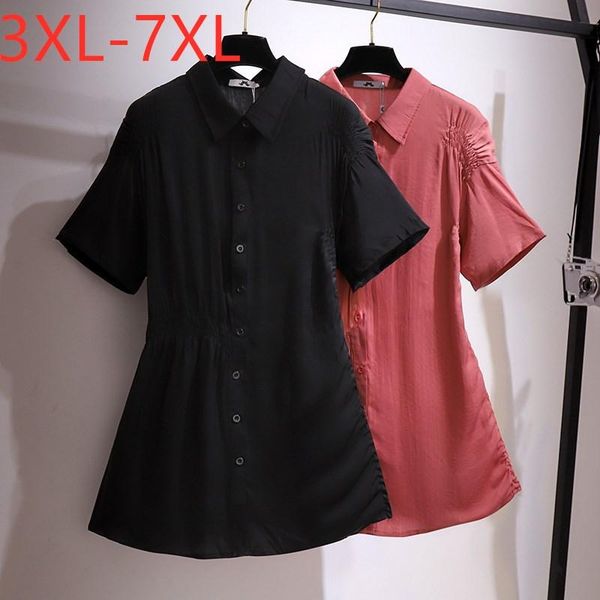 

women's blouses & shirts 2021 ladies summer plus size shirt for women large short sleeve loose black ruffle long 3xl 4xl 5xl 6xl 7xl, White
