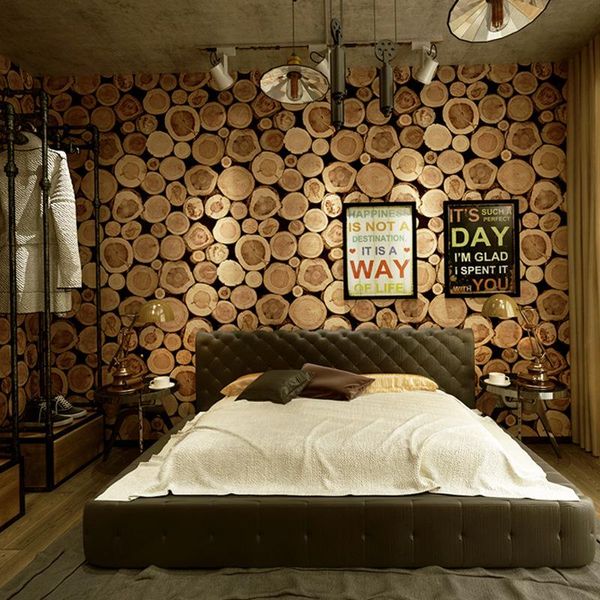 

wallpapers chinese-style wood grain wooden stake head 3d retro tree wallpaper porch cafe restaurant decoration background