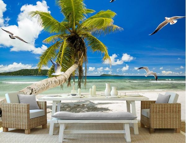 

wallpapers modern 3d painting wallpaper beach seaside landscape for wall home decor hd sky and clouds murals