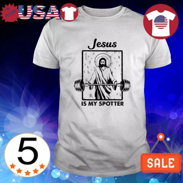 

jesus is my spotter funny fitness white t-shirt, White;black