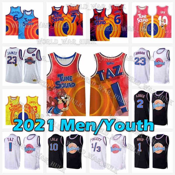 

taz jersey 2021 movie space jam 2 tune squad lebron 6 james 1 bugs bunny basketball 23 michael d.duck 10 lola tweety bird throwback daffy d, Black;red