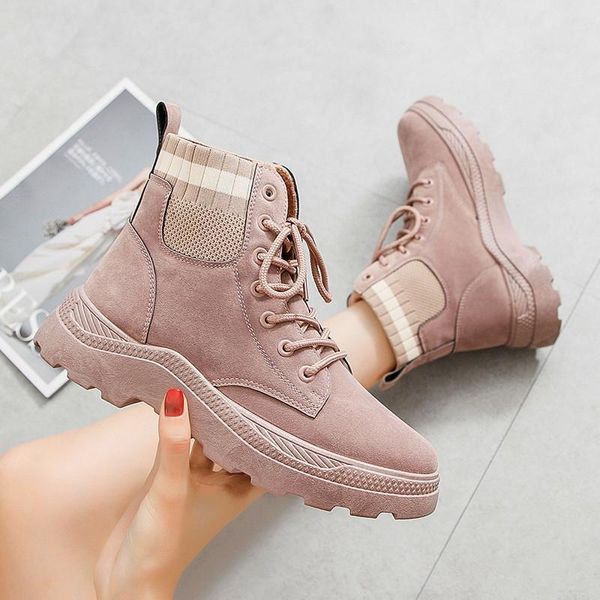 

boots spring and winter thick platform short horseshoe heel warm casual comfortable wear-resistant women's shoes, Black