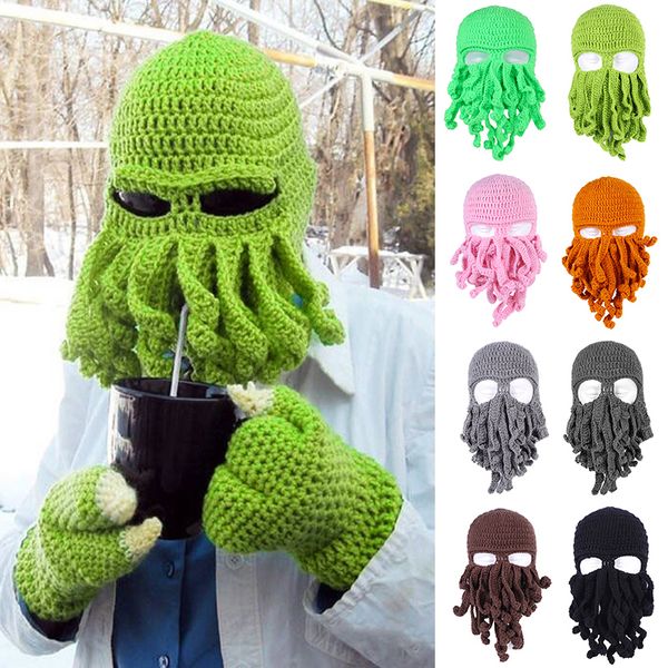 

handmade knitting wool ocs hat barbarian vagabond beanie foldaway beard caps tc21, Blue;gray