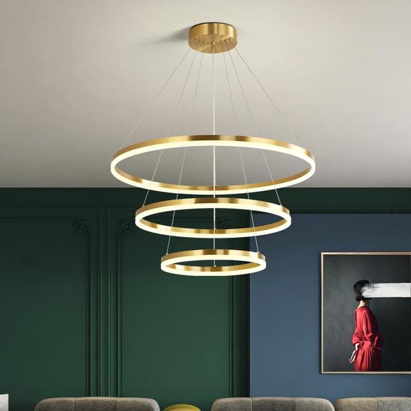 

nordic minimalist circular led chandelier bedroom el lobby copper ceiling light luxury geometric lighting pendant lamps