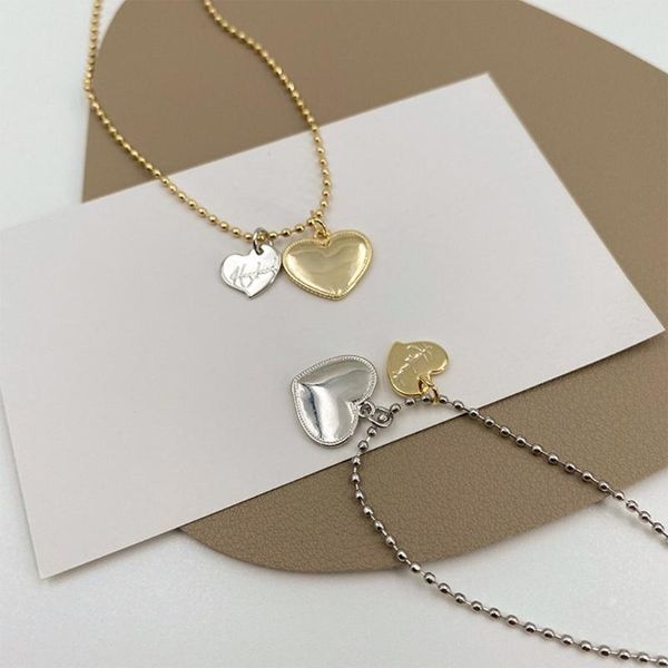 

pendant necklaces fashion love shape lettering necklace for women simple peach heart egg double-sided pattern friends gifts, Silver