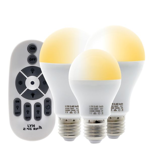 

smart led bulb e27 ac86-265v 6w 9w 12w warm white cold white changeable lamp rf 2.4g remote control led light