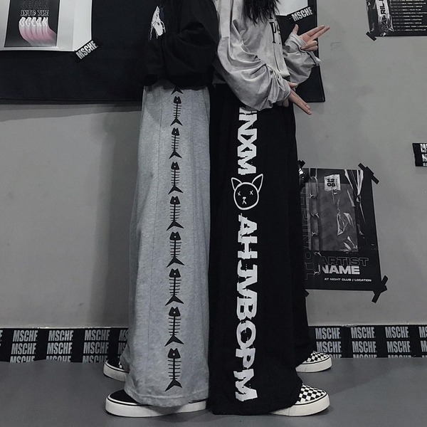

loose casual pants men and women trend wide-leg pants female harajuku all match womens pants 2021 spring new korean version ins, Black;white