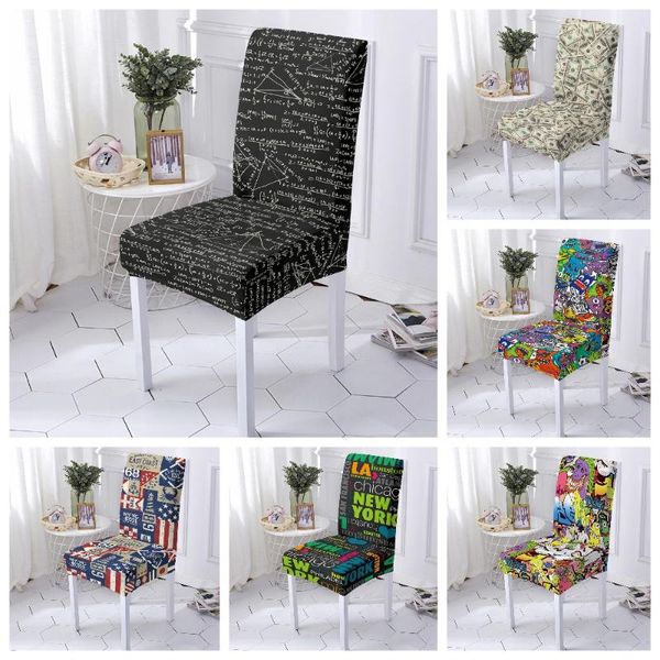 

chair covers music note dining spandex stretch cartoon slipcover removable elastic back cover 1/2/4/6piece