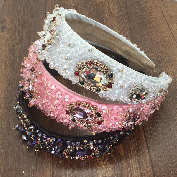 

hair clips & barrettes baroque vintage luxury handmade royal purple black crystal gem headband bridal wedding rhinestone headdress pageant j, Golden;silver