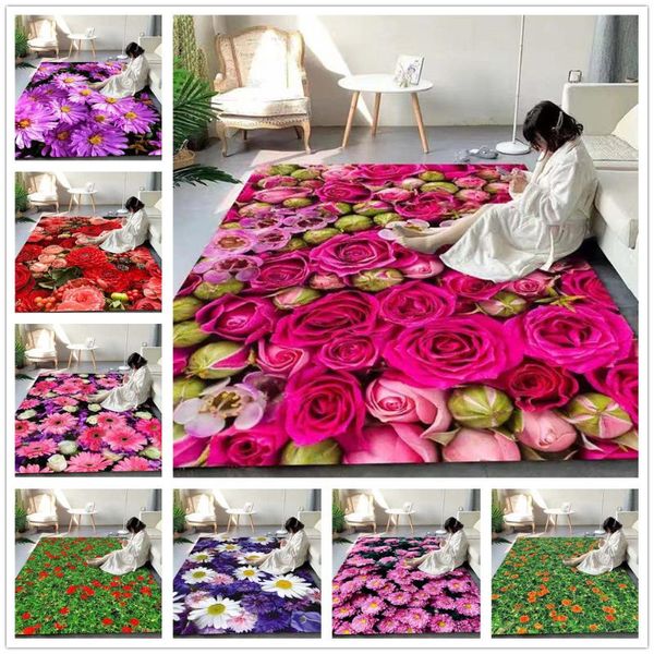 

carpets creative 3d romantic red rose print rug girl room floor mat valentine's day home decor for living bedroom area rugs