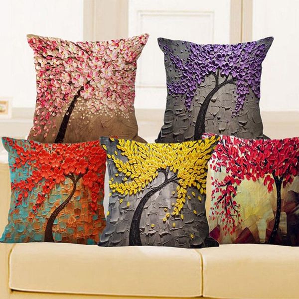 

pillow 3d cushion vintage flower cotton linen case waist cover bags covers decorative