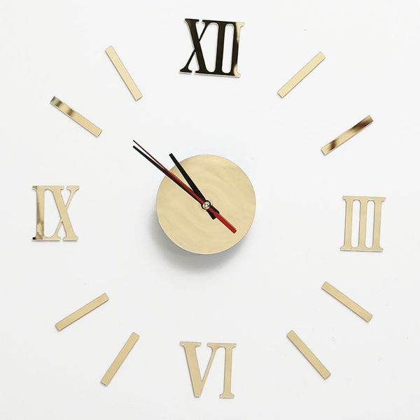 

wall clocks silent nonticking diy interior roman digital clock creativity 3d sticker mirror effect stickers