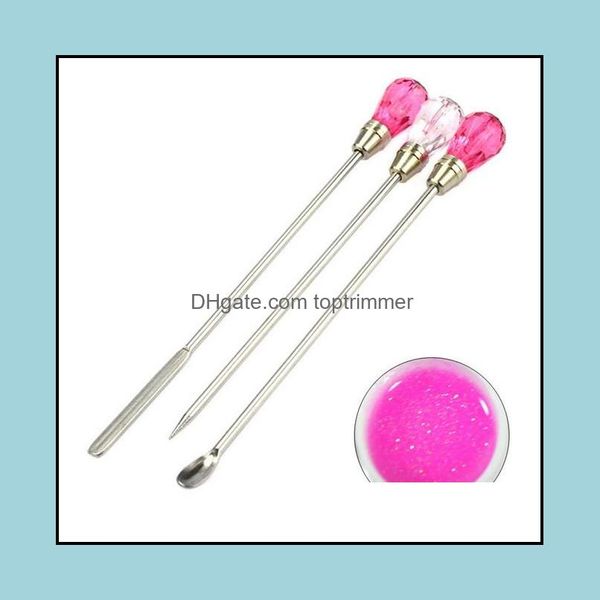 

other items salon health & beauty3 pieces nail art stirring rod diy tools spoon spata needle stick for powder liquid glue rhinestone acrylic