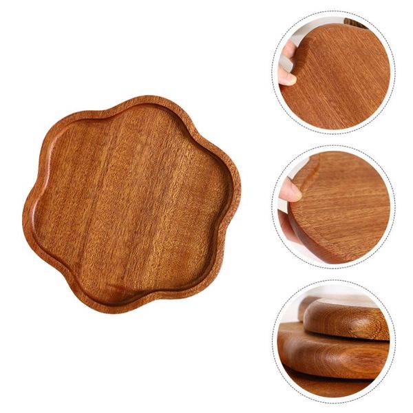 

kitchen storage & organization 1pc petal-shaped wooden plate fruit bread small household