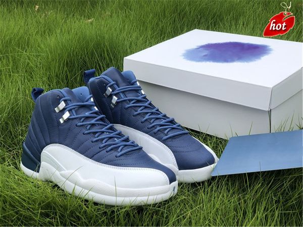 

shoes authentic 12 indigo stone legend blue obsidian men real carbon fiber 12s footwear sports