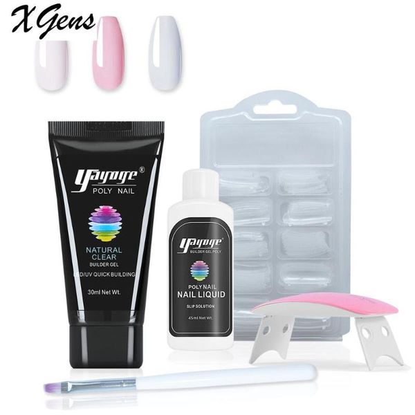 

nail gel xgens poly kit acrylic builder set jelly camouflage finger extension 30ml/60ml soak off uv with led lamp, Red;pink
