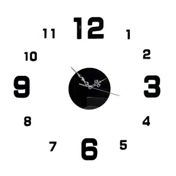 

black wall clock acrylic 3d diy big decorative kitchen clocks mirror stickers home decor
