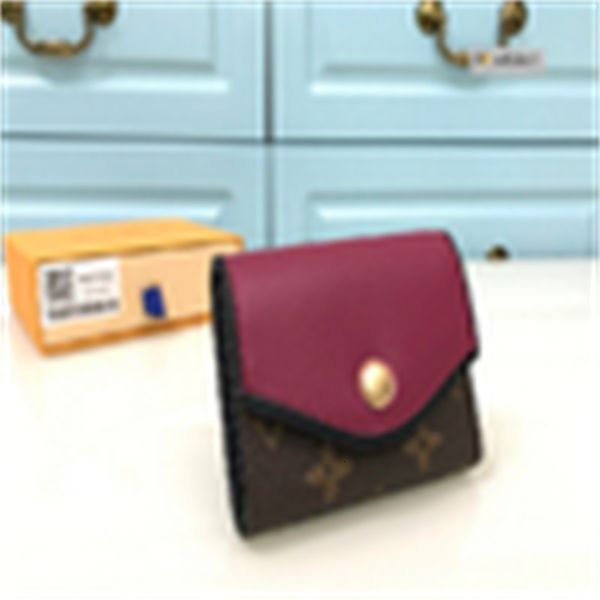 

chain brand designer clutches luxury 2ley fuchsia purse m63938 fashion compact versatile wallet women wallets real leather long evening wall, Red;black