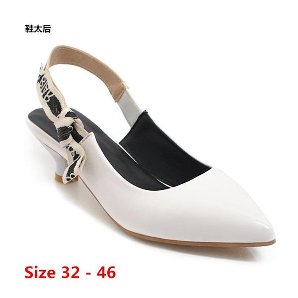 

dress shoes sandals women pumps office low high heel woman stiletto concise lady heels party footwear small big size 32 - 46, Black