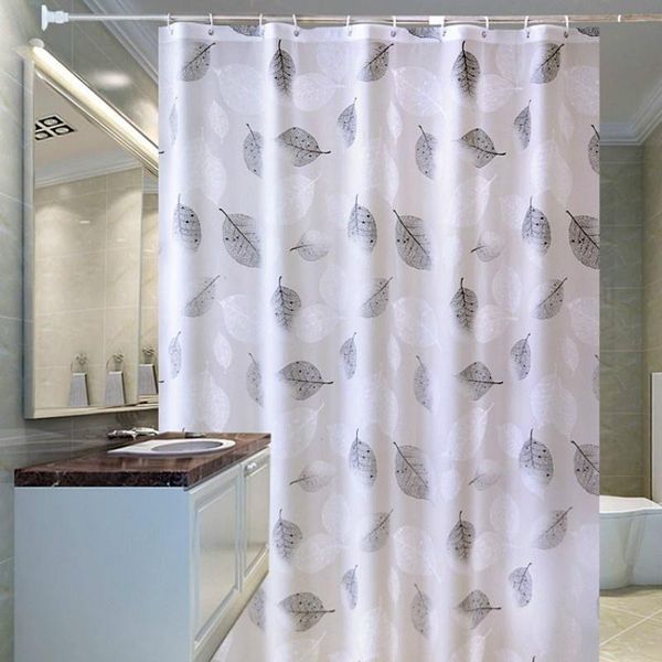 

shower curtain white black leaf waterproof mildewproof translucent thicker peva for bathroom curtains