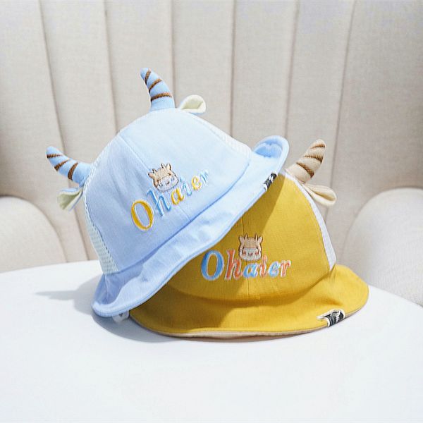 

sunshade summer mesh breathable fisherman boy sun hat girl sunscreen baby hat super cute, Yellow