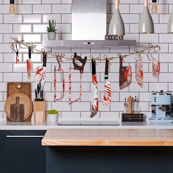 

wall stickers halloween creative blood knife kitchen spoof living room decor home supplies fall decorations