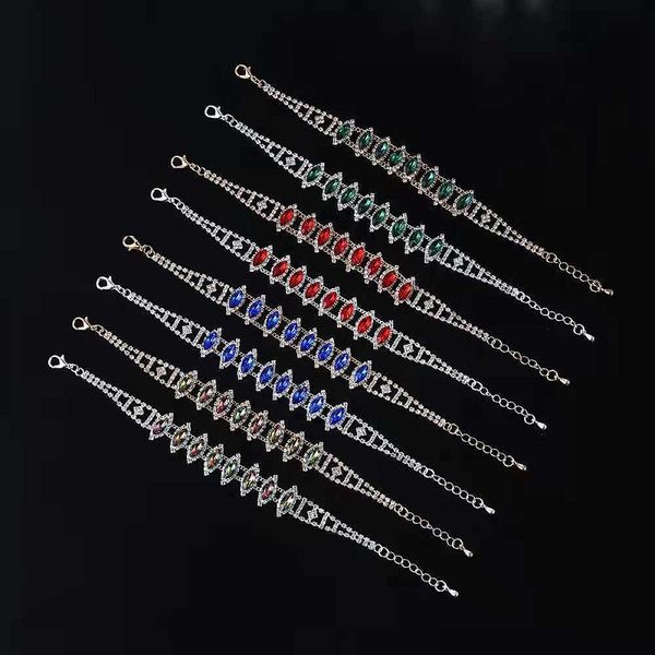 

colorful gemstone tennis bracelet for women luxury ruby sapphire emerald retro chains bridal bridesmaid shining bling diamond bracelets fash, Golden;silver