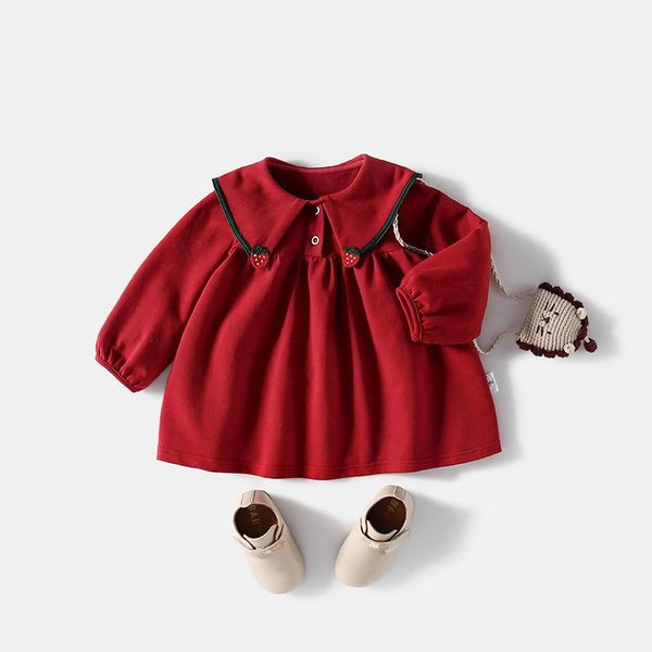 

girl's dresses spring autumn girl dress christmas party long sleeve children clothes kids for girls year clothing flower, Red;yellow
