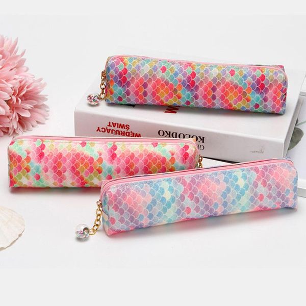 

pencil bags 2021 laser sequin degree diamond pendant case school supplies colorful stationery korea
